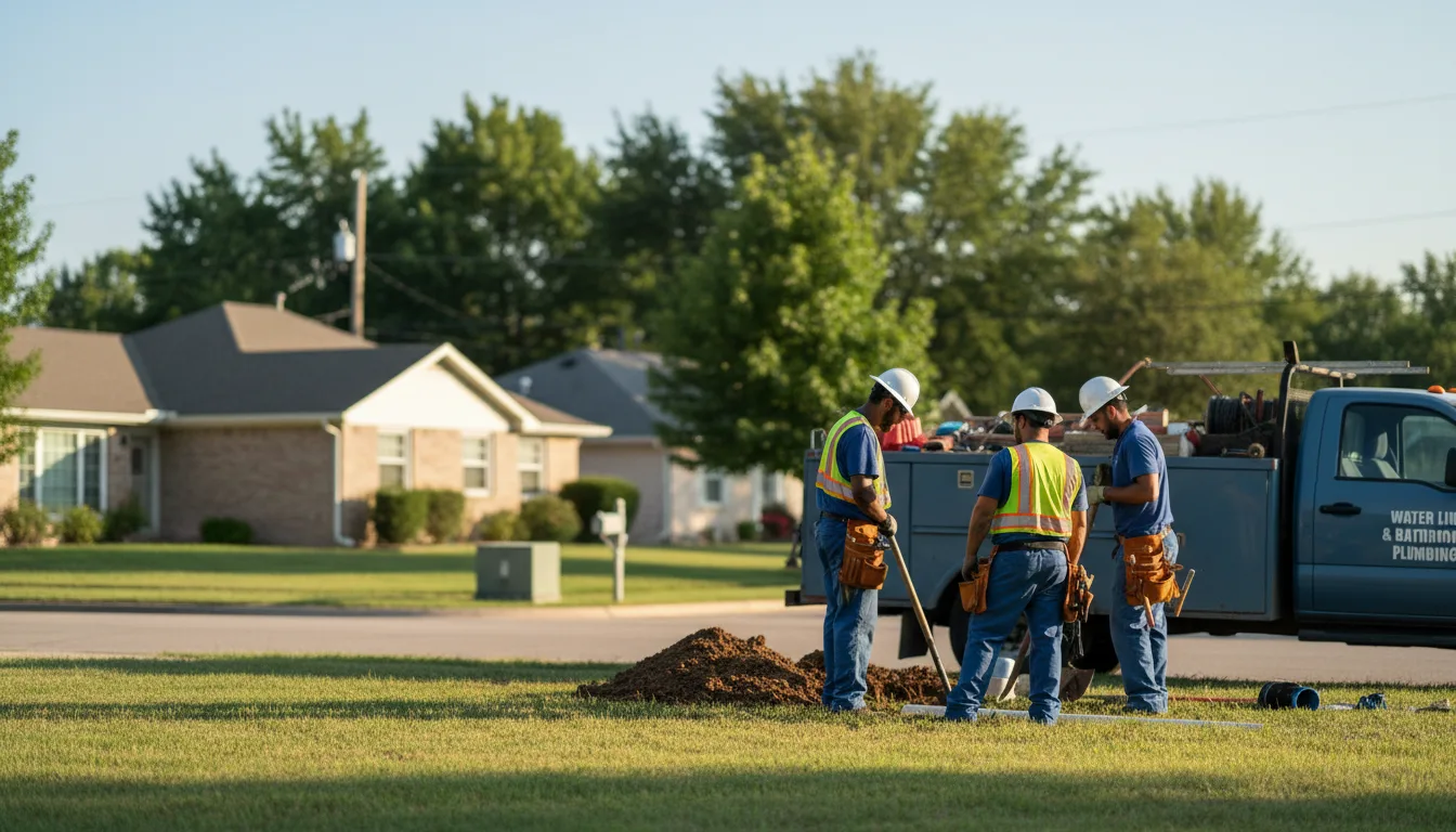 Residential water line and bathroom plumbing service in Hitchcock, OK